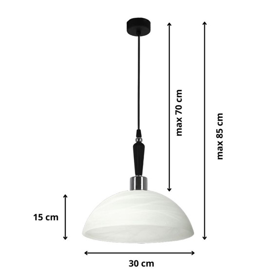 Lampa Wisząca DAVIO A Czarny/Biały