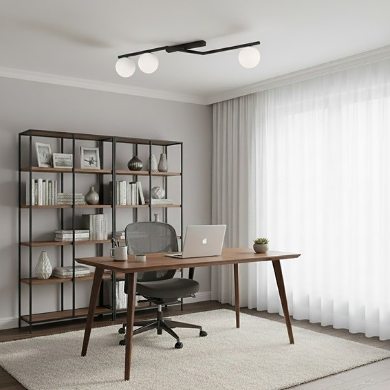 Lampa Sufitowa NATON 3 Czarny/Opal