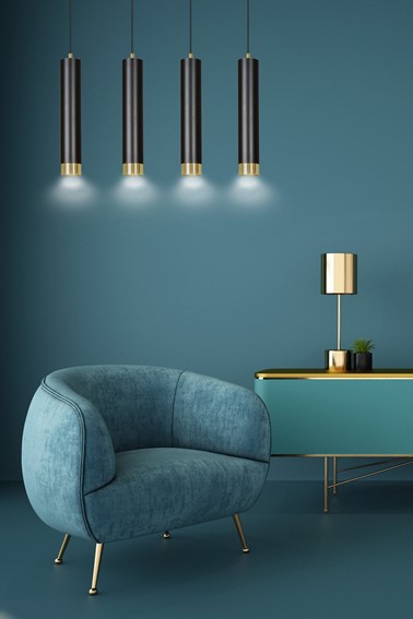 Lampa Wisząca KIBO 4 Czarny/Złoty