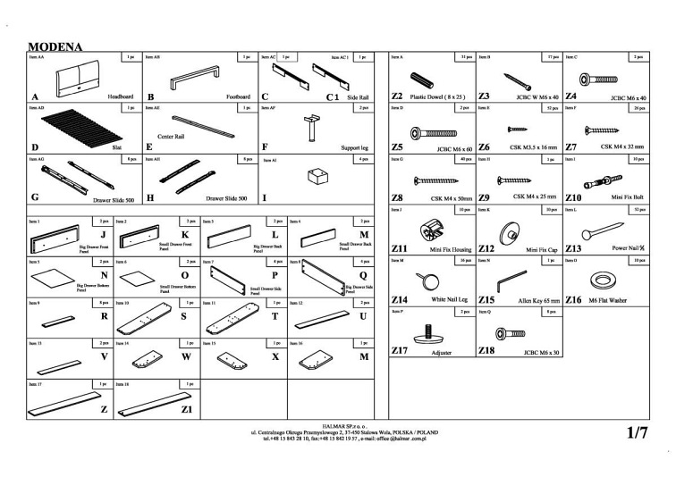 Łóżko Modena 2 220x164x106 Biały