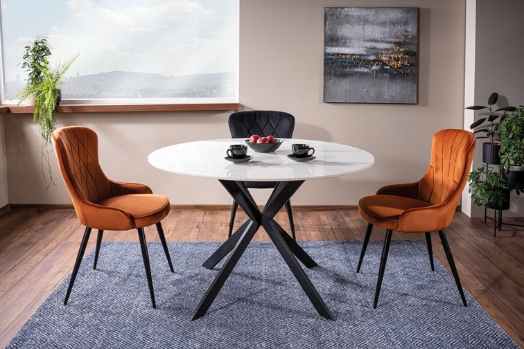 Stół TALIA fi120 Czarny/Biały