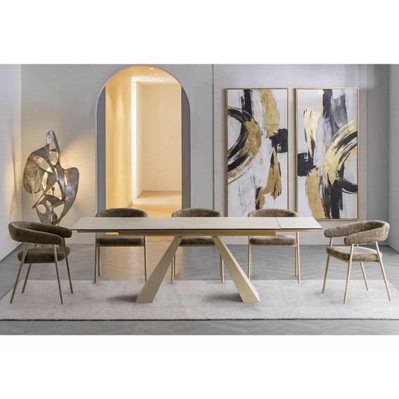 Stół Rozkładany SALVADORE Ceramic (240-160)x90cm Beż Mat/Kaszmir