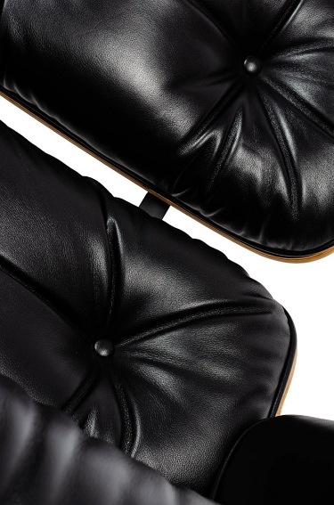 Fotel z Podnóżkiem Lounge HM Soft Premium Szeroki Czarny/Orzech