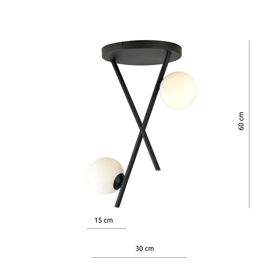 Lampa Sufitowa RIVER 2 Czarny/Opal