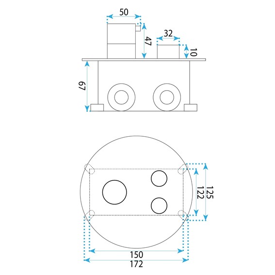 Zestaw Natryskowy Podtynkowy LUNGO DIAMOND + BOX z Termostatem Miedź