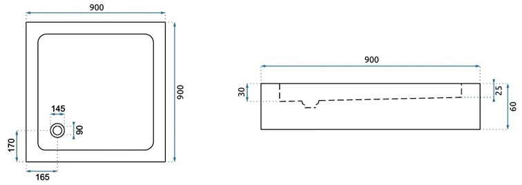 Brodzik Prysznicowy z Syfonem SAVOY 90x90 Czarny