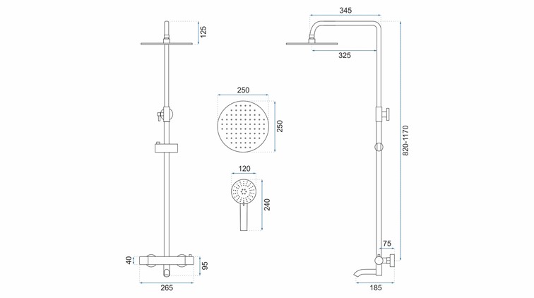 Zestaw Natryskowo-Wannowy z Termostatem LUNGO Złoty