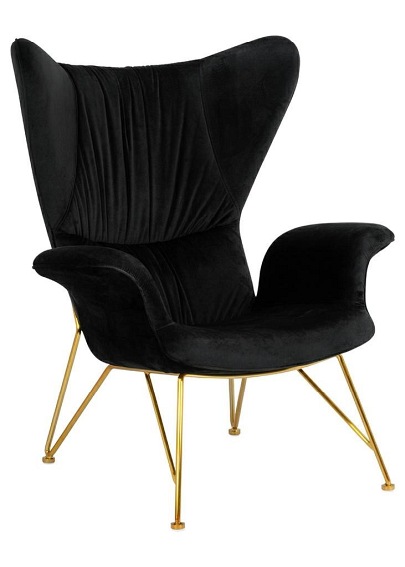 Fotel Shrimp Velvet 83x86x104 Czarny/Złoty