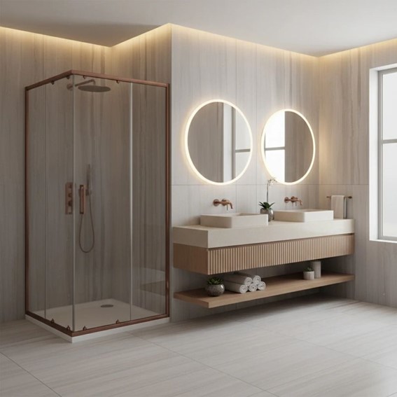 Kabina Prysznicowa CITY 90x90cm Miedź Szczotkowany