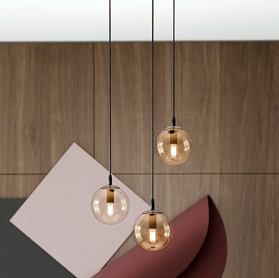 Lampa Wisząca COSMO 3 PREMIUM Czarny/Miodowy