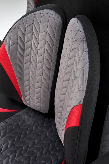 Fotel Gabinetowy JENSEN Czarny/Popielaty/Czerwony