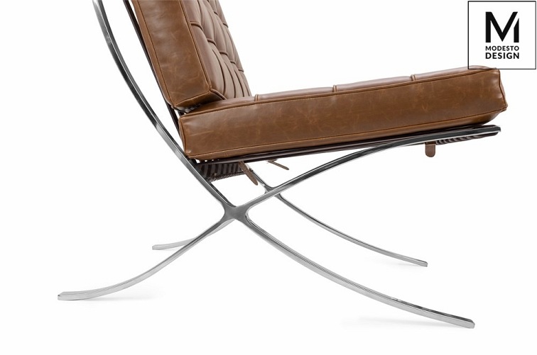 Fotel BARCELON VINTAGE PU Srebrny/Brązowy