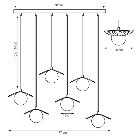 Lampa Wisząca FLORA 6 Beżowy/Opal