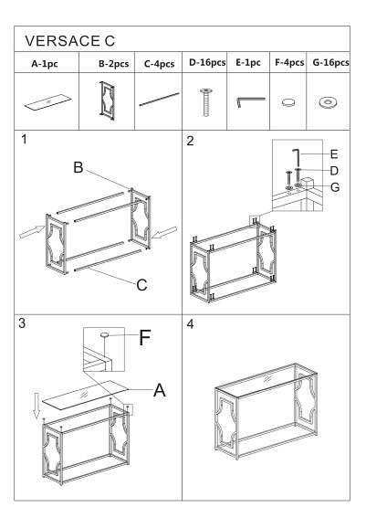 Konsola VERSACE C Transparentny/Srebrny