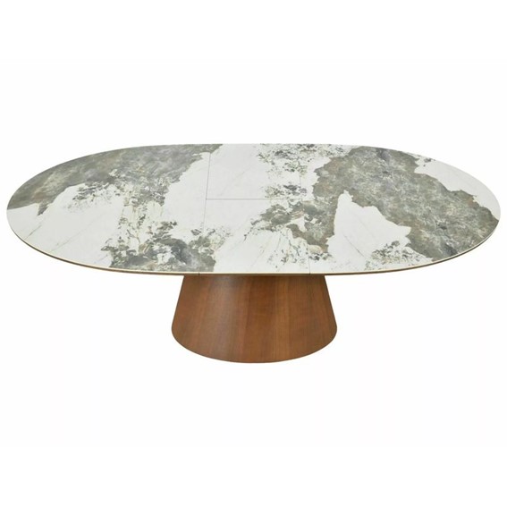 Stół Rozkładany MAROCCO Ceramic (200-160)x90cm Biały Połysk/Orzech