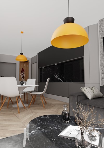 Lampa Wisząca LUNARO 1L Czarny/Pomarańczowy