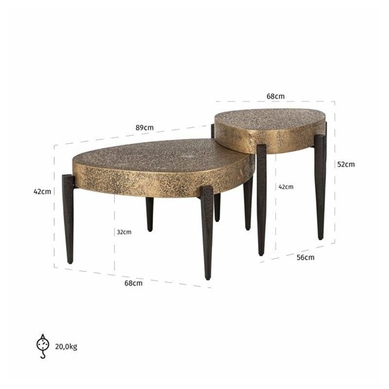 Zestaw Stolików MARQUEE Czarny/Złoty
