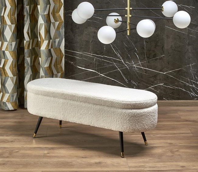 Ławka z Funkcją Pojemnika AVEIRO Czarny/Kremowy