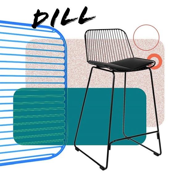 Krzesło Barowe DILL Low Czarne Z Czarną Poduszką