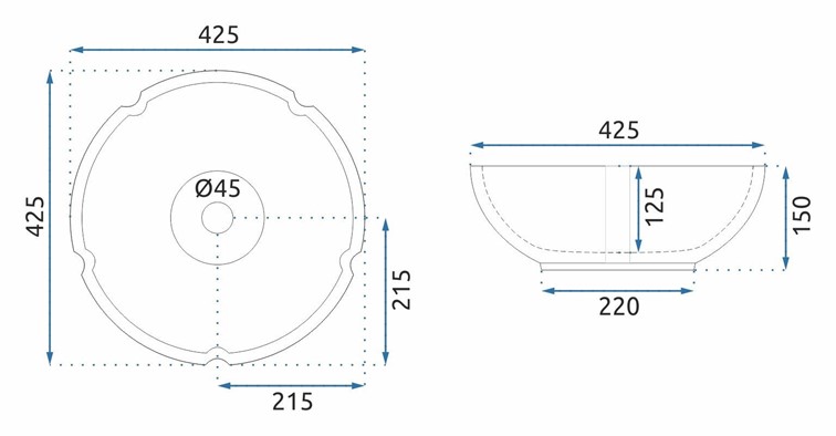 Umywalka Nablatowa MARINA Niebieski