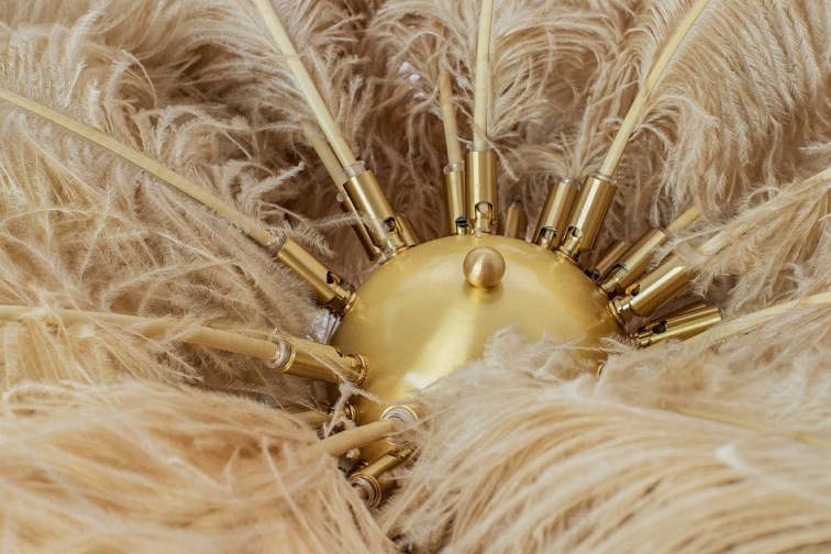 Lampa Podłogowa Tiffany 110x110x165 Złoty/Beżowy