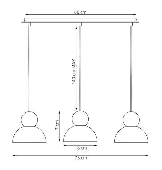 Lampa Wisząca KAKI 3 Czarny