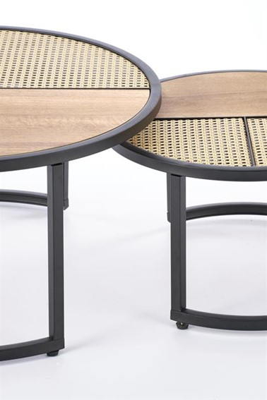 Zestaw 2 Ław GERMINA fi70/fi50 Czarny/Dąb Złoty