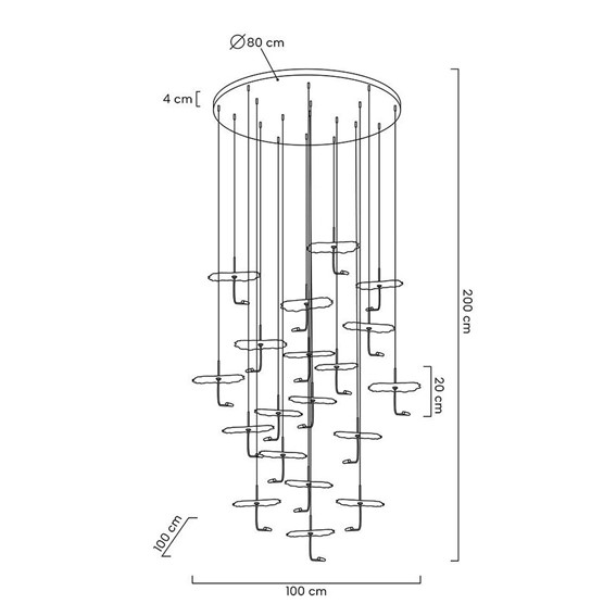 Lampa Wisząca LEAFS DISC Złoty