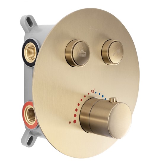Zestaw Natryskowy Podtynkowy LUNGO z Termostatem Złoty Szczotkowany