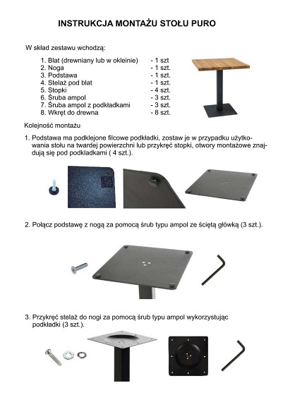 Stół PURO Okleina Naturalna 80x80 Dąb/Czarny