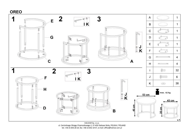 Zestaw 2 Ław OREO Dąb Złoty/Czarny