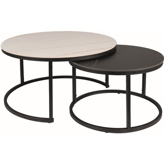 Ława FERRANTE B fi80/60 Biały/Czarny