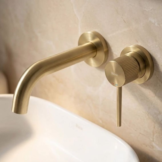 Bateria Umywalkowa Podtynkowa LUNGO STRIPE Złoty Szczotkowany