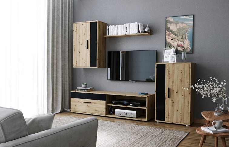 Zestaw Mebli BENSON Dąb Artisan/Czarny