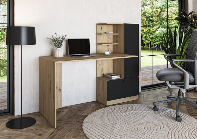 Biurko HOBAS Dąb Artisan/Czarny
