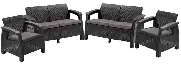 Zestaw Ogrodowy Corfu Fiesta + Lyon 6-Osobowy Grafit