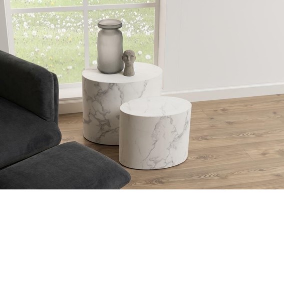 Zestaw Stolików Kawowych MICE Biały Marmur