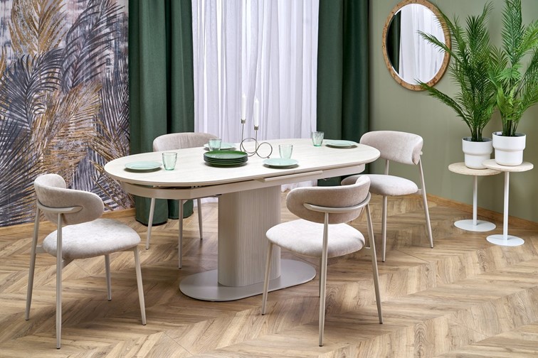 Stół Rozkładany FALONE (180-220)x90 Jasny Trawertyn/Kaszmirowy