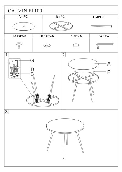 Stół Okrągły CALVIN FI100 Złoty/Efekt Marmuru