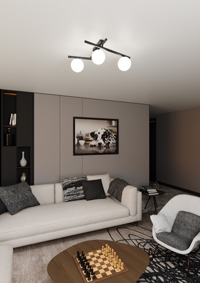 Lampa Sufitowa SMART 3 Czarny/Opal