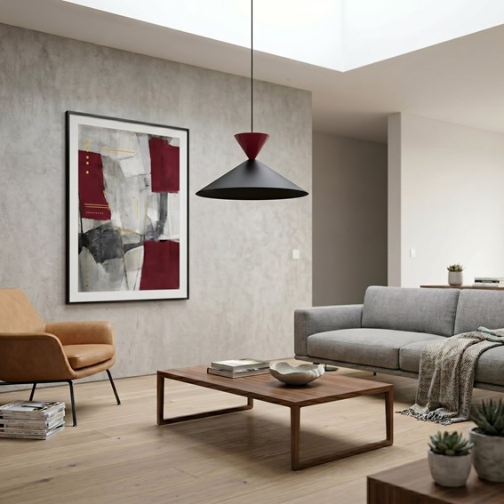 Lampa Wisząca RALF 1M Czarny/Burgundowy