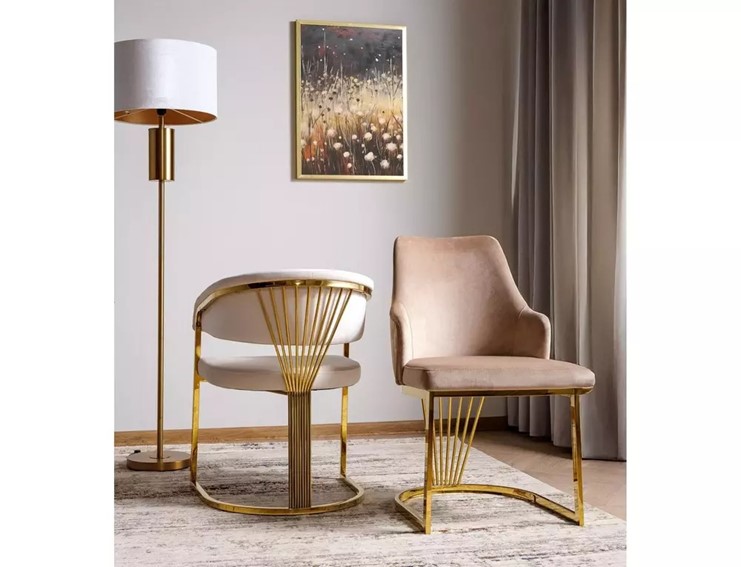 Krzesło ALURE Velvet Beżowy/Złoty