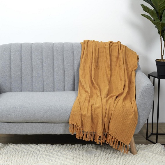 Koc/Pled WAFFLE 130x160 Żółty