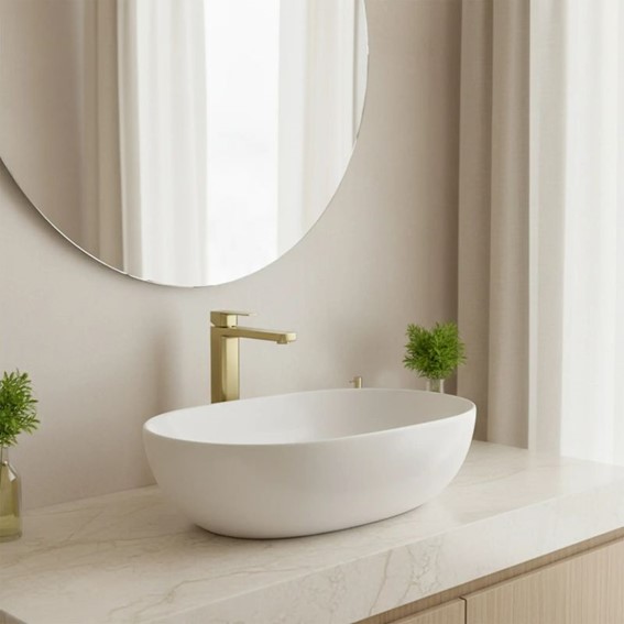 Bateria Umywalkowa Wysoka ARLO Złoty Szczotkowany