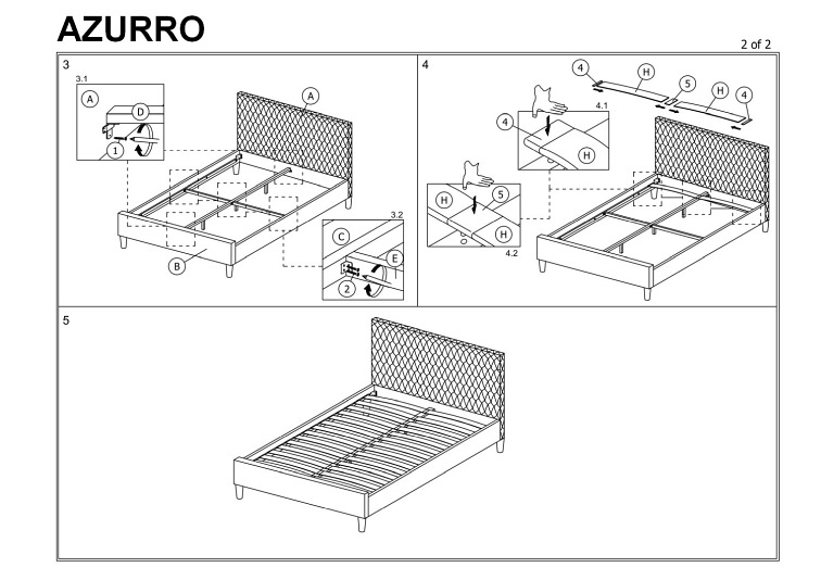 Łóżko AZURRO Velvet 140X200 Szary/Dąb Bluvel 14