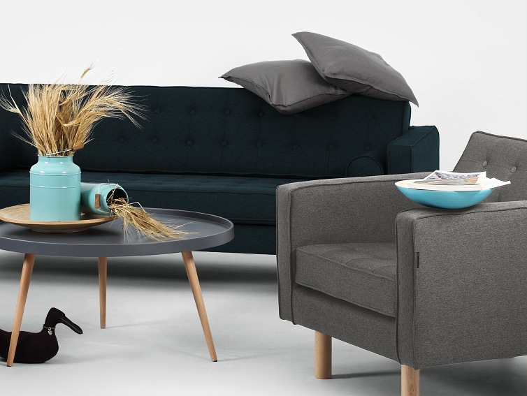 Sofa 3 os. Topic Wood 220x88x80 Głębia Oceanu/Naturalny