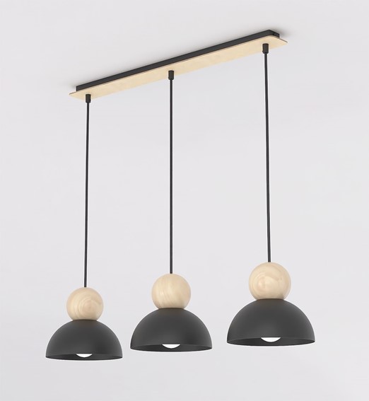 Lampa Wisząca KAKI 3 Czarny