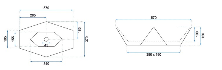 Umywalka Nablatowa VEGAS GRANIT SHINY Szary