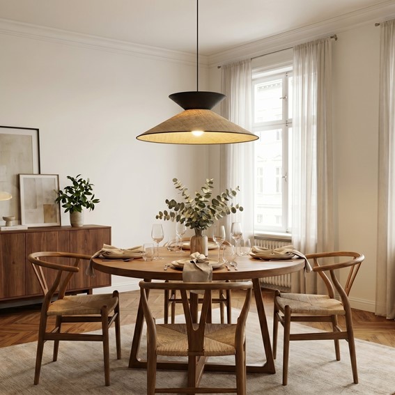 Lampa Wisząca SOFTA 1 Rattan/Czarny