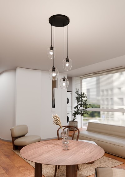 Lampa Wisząca ISTAR 4 PREMIUM Czarny/Transparentny